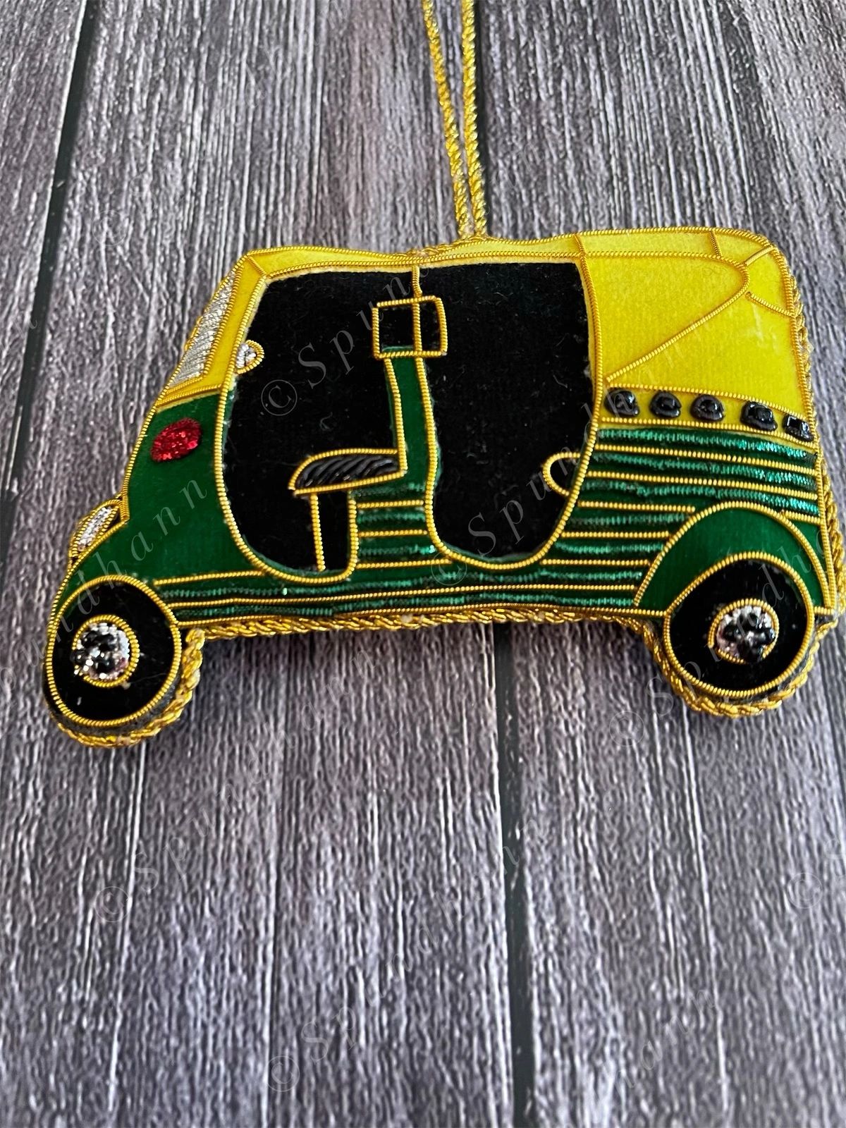 Embroidered Auto-Rickshaw Christmas Tree Ornament