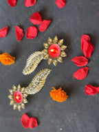 Gemstone Studded Flower & Feather Tea Light Holder