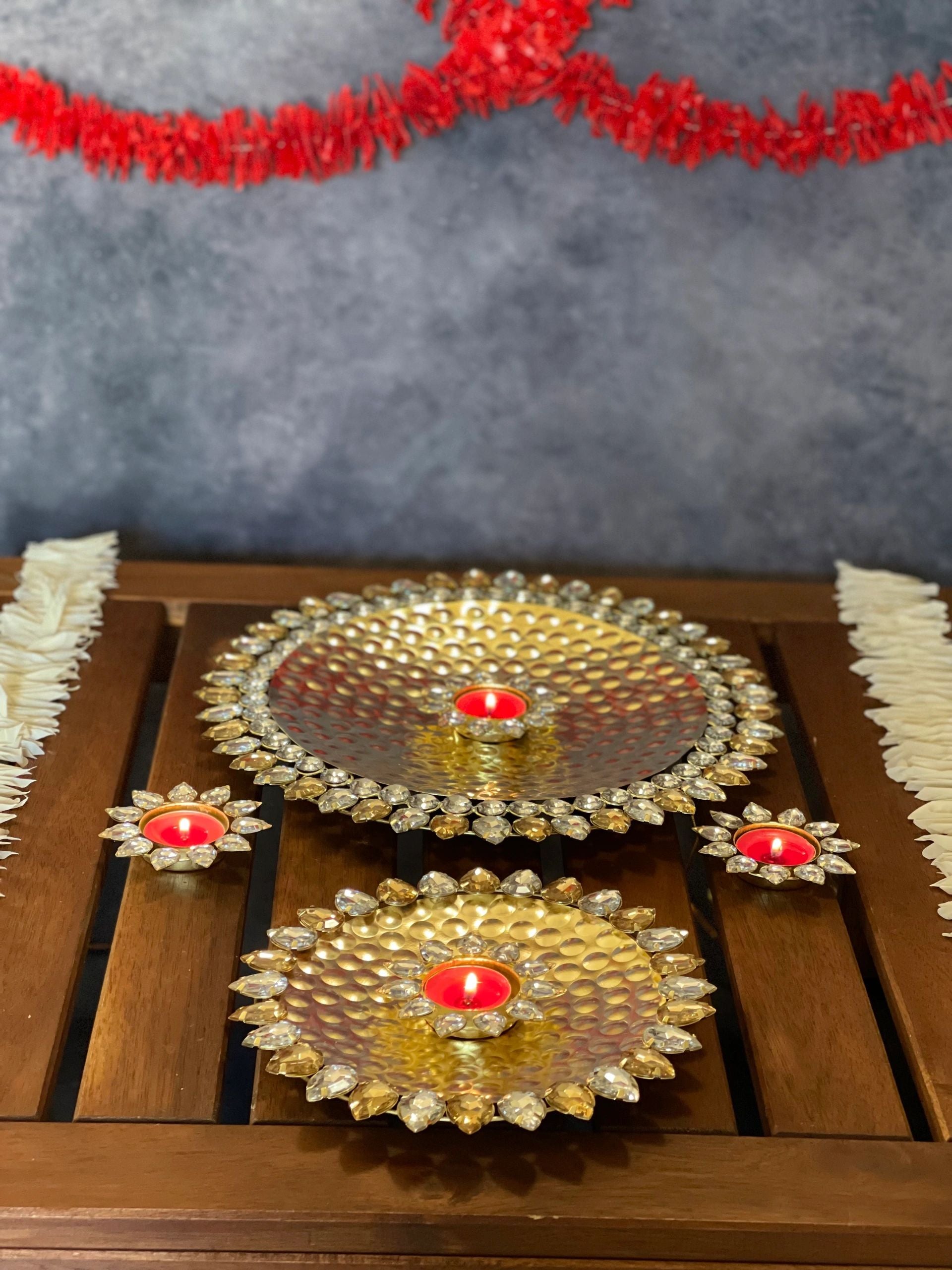 Decorative Studded Puja Thalis / Plate
