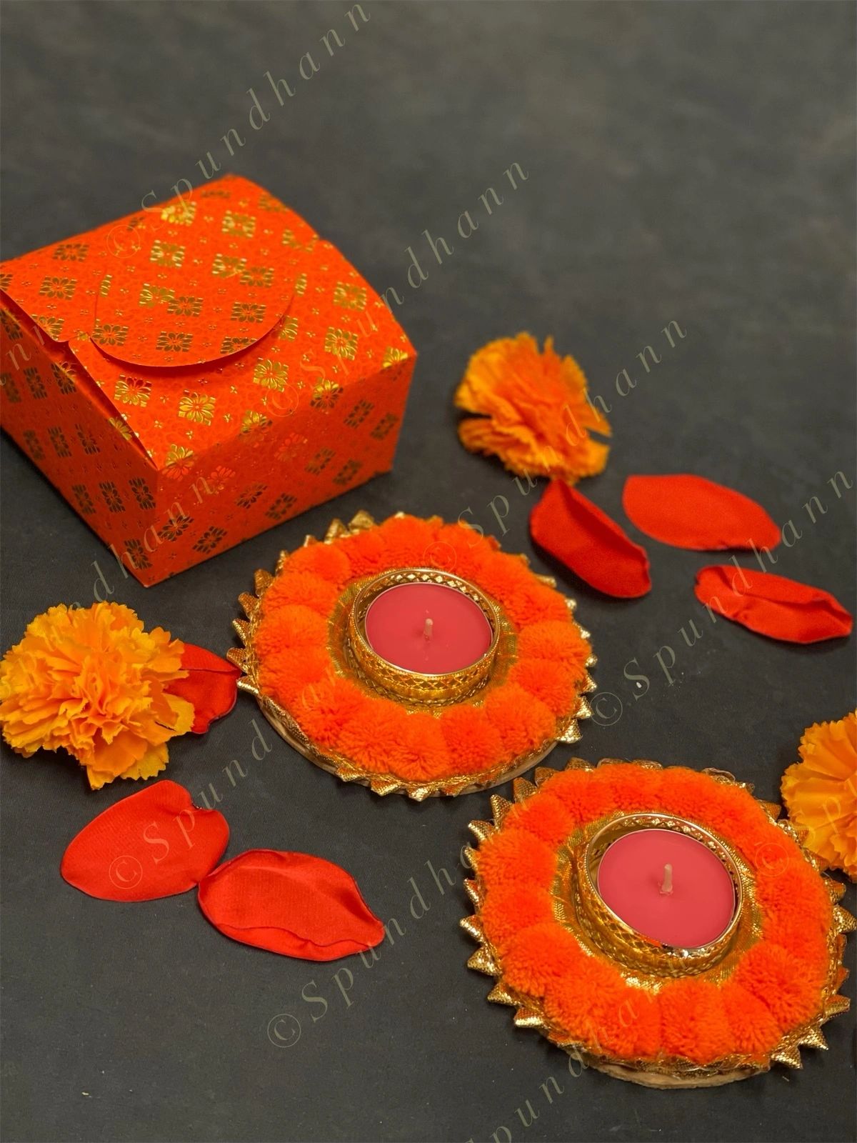 Paper Box with Pom Pom Tea Light Holders