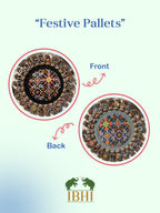 Ajrakh + Pastel Pistachio Inflorescence Divine Pichwai Glass Rhapsody Lumba Rangoli