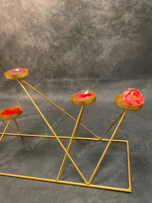 7 Golden Cup Standing Tea Light Holder