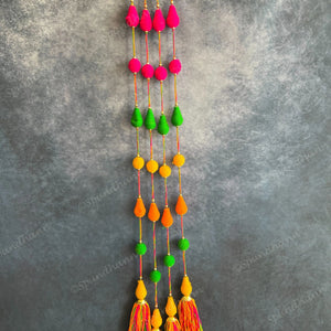 Multicolored Wool Thread Long Hanging Decor Strings Set of 2