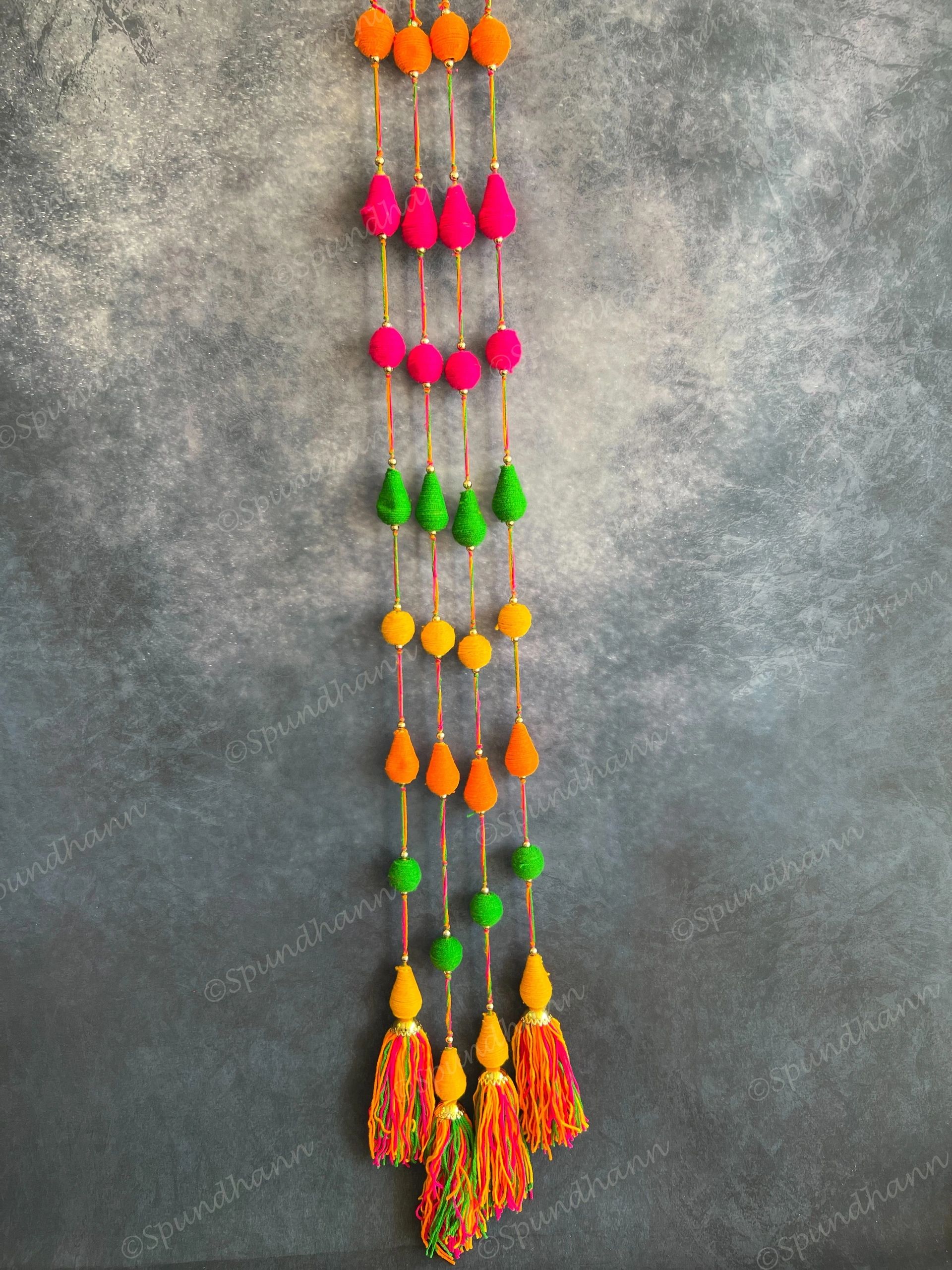 Multicolored Wool Thread Long Hanging Decor Strings Set of 2