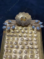 Rectangular Gold Hammered Platter / Tray with Floral Motif