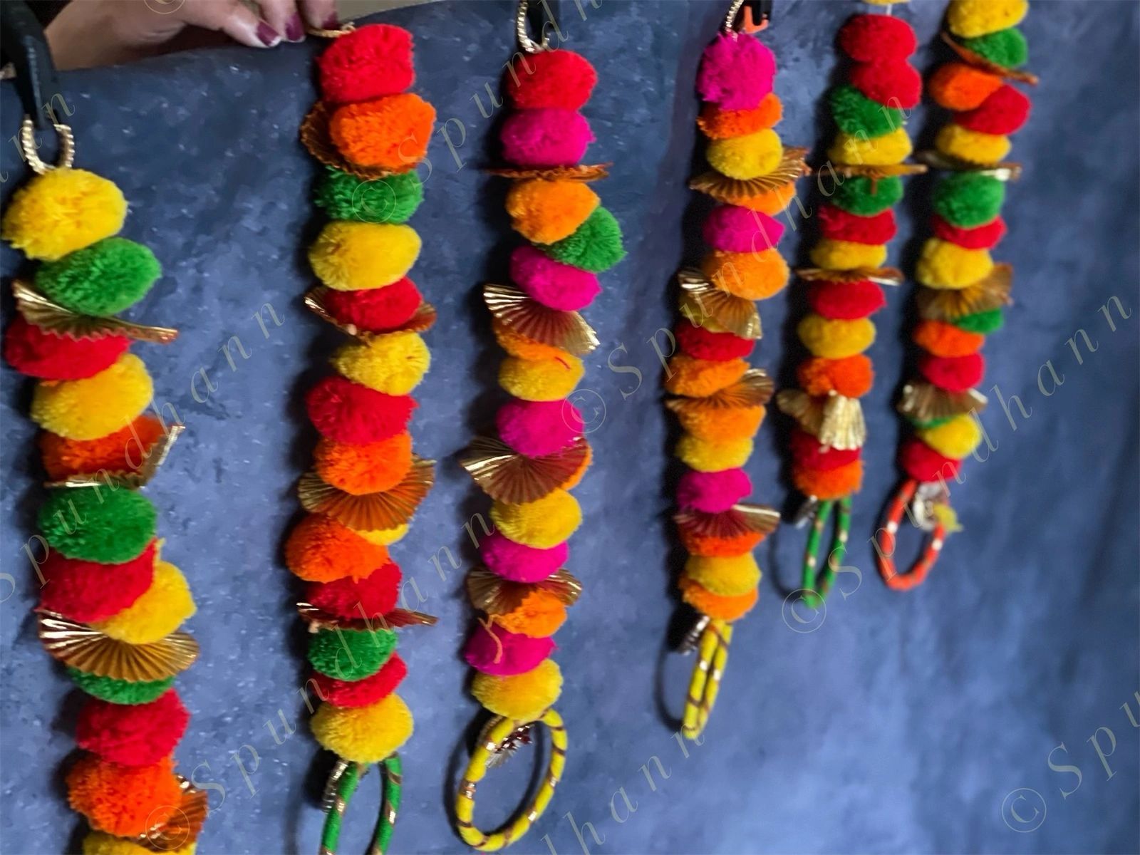 Colorful Pom Pom/Gota Hanging Set of 2