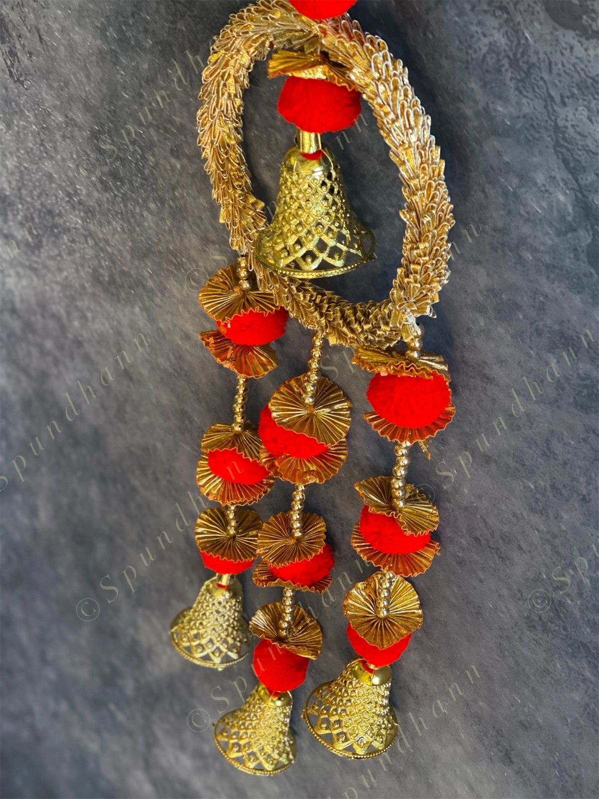 Gota Wreath Wall Hanging with Pom Pom & Bells
