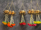Hanging Lotus Tea Light Holder with Marigold Tassels