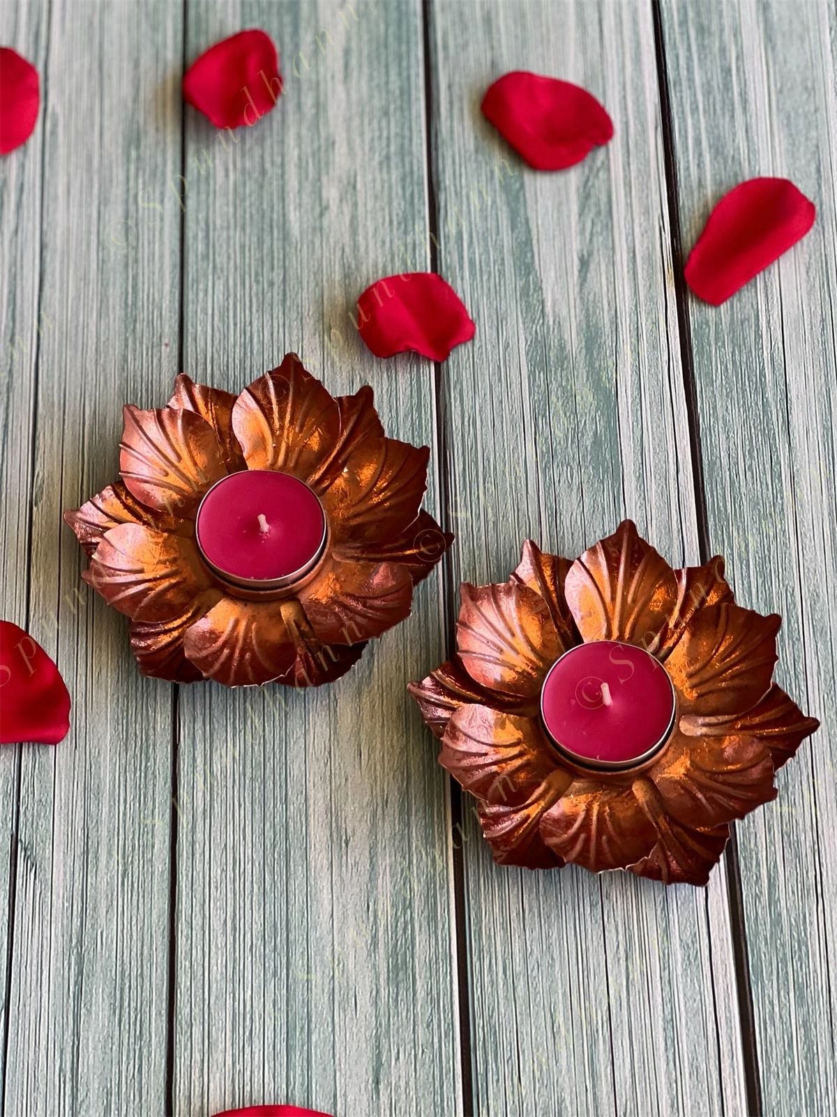 Copper Color Lotus Tea Light Holder