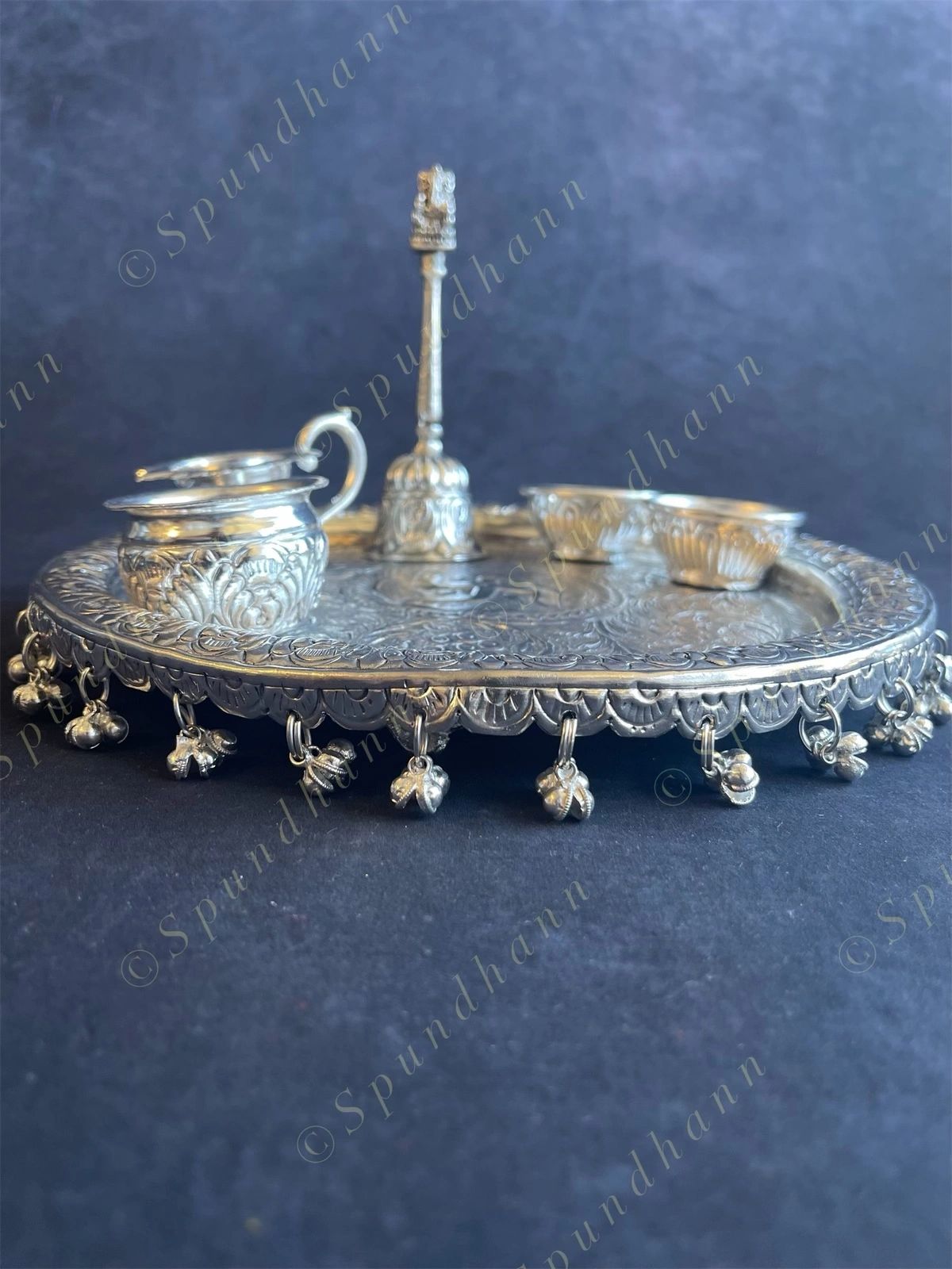 German Silver Puja Plate Set