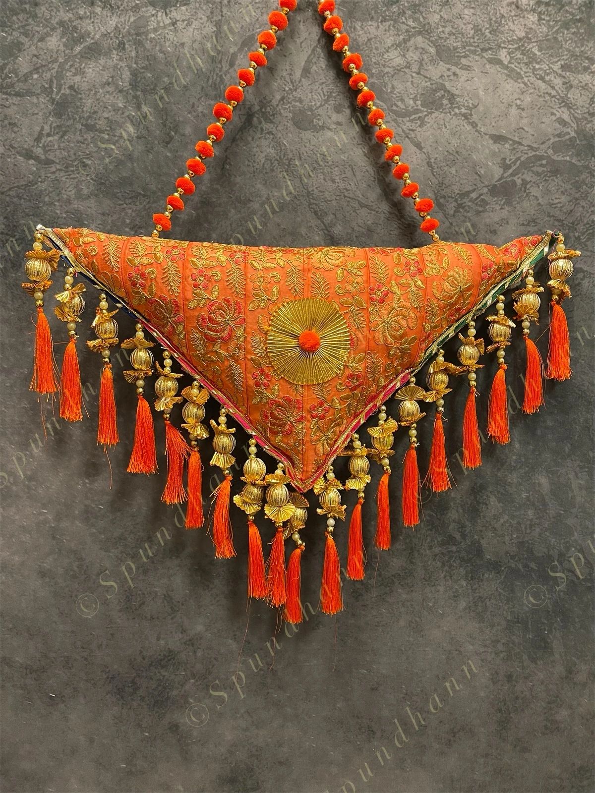 Decorative Embroidered Triangle Hanging Pillow