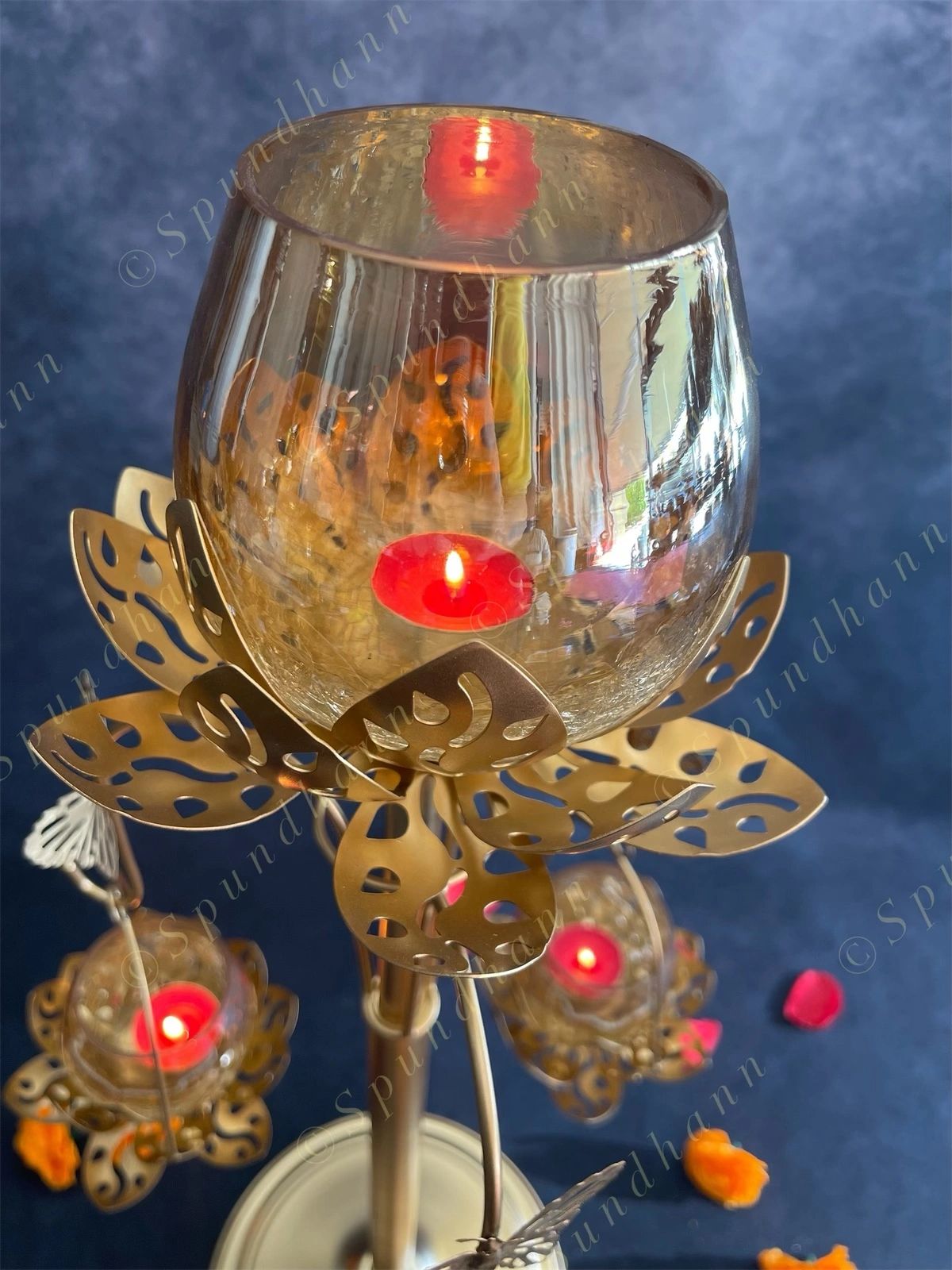 Butterfly Standing Tea Light with 3 Hanging Lanterns