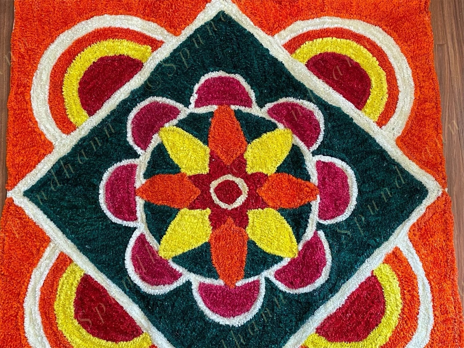 Square Floral Rangoli Mat