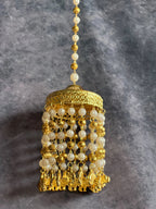 Gold & White Beads Jhumki Dangler