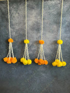 Marigold & Rajnigandha Dangler with Long Tassels - Set Of Two