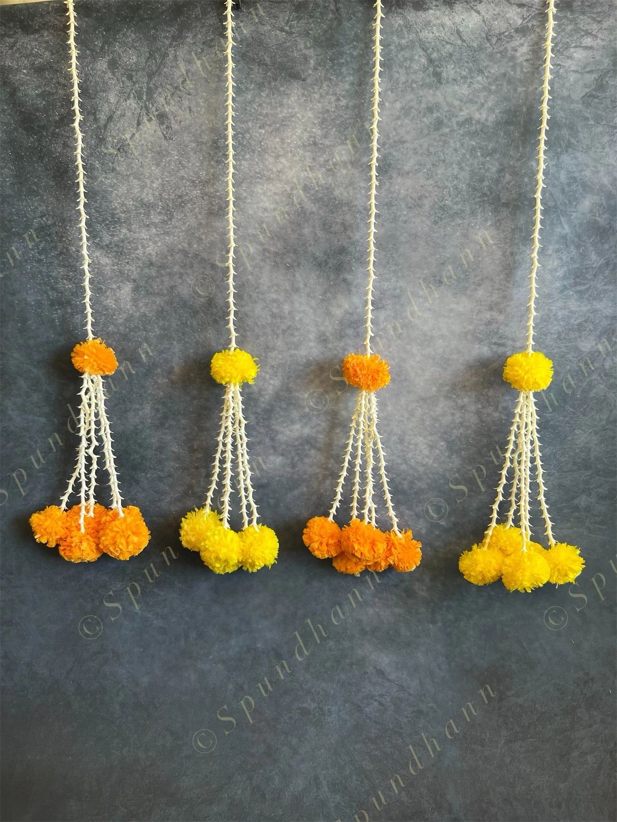 Marigold & Rajnigandha Dangler with Long Tassels - Set Of Two