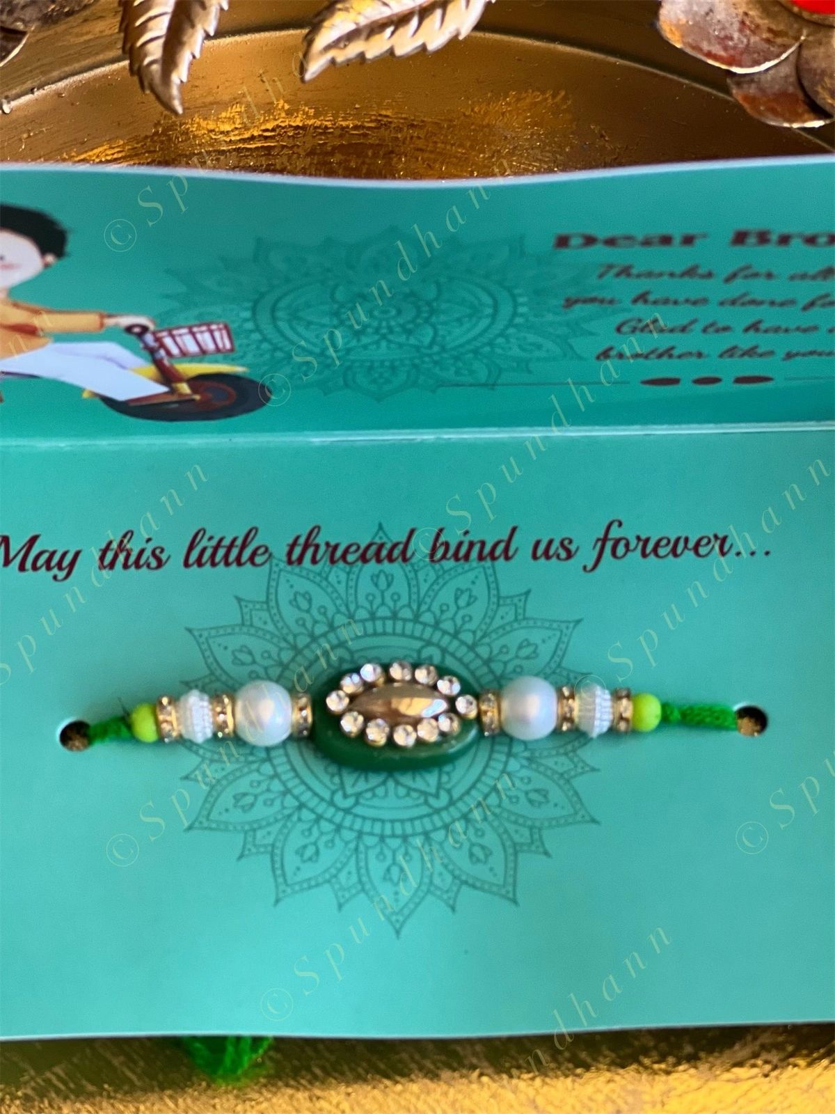 Rakhi with Greeting Card in Blue Color