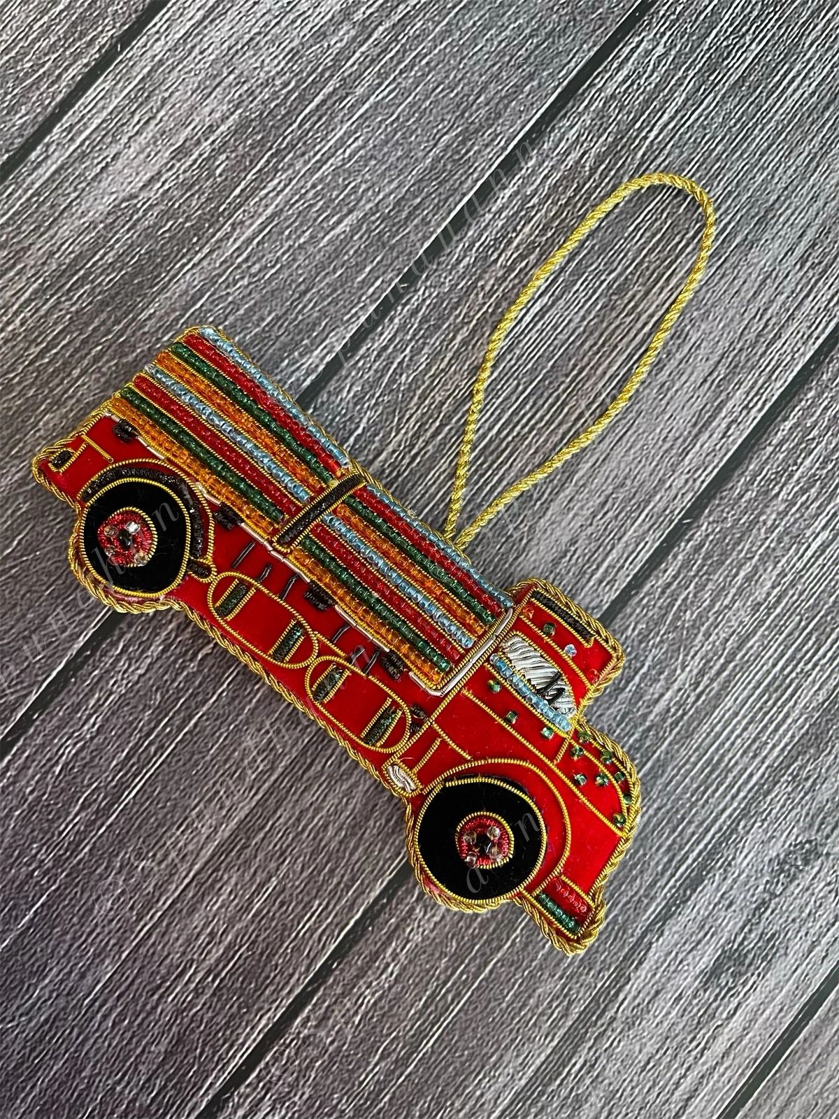 Embroidered Truck Christmas Tree Ornament