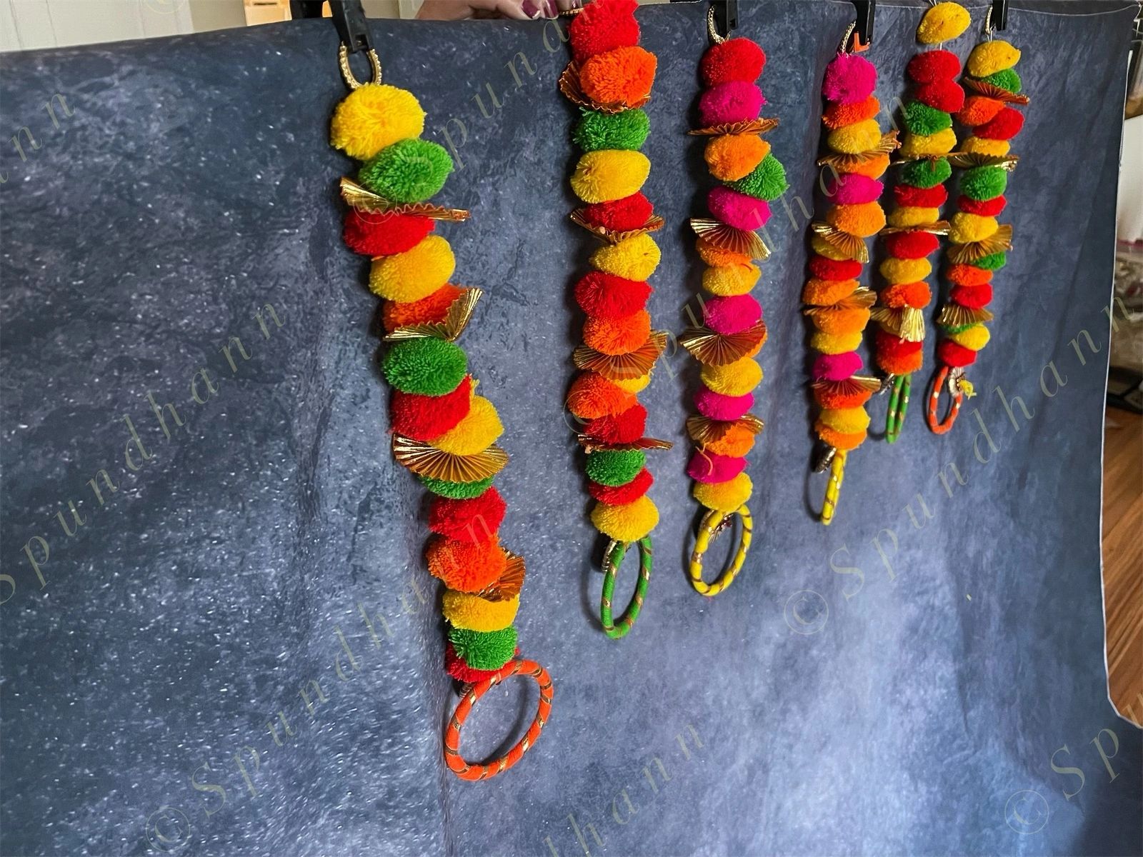 Colorful Pom Pom/Gota Hanging Set of 2