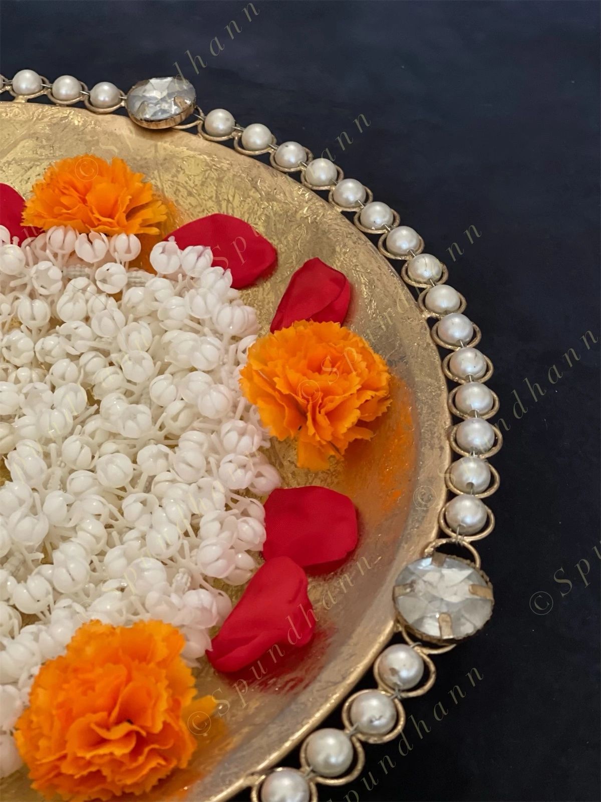 Decorative Pearl Studded Gold Color Bowl