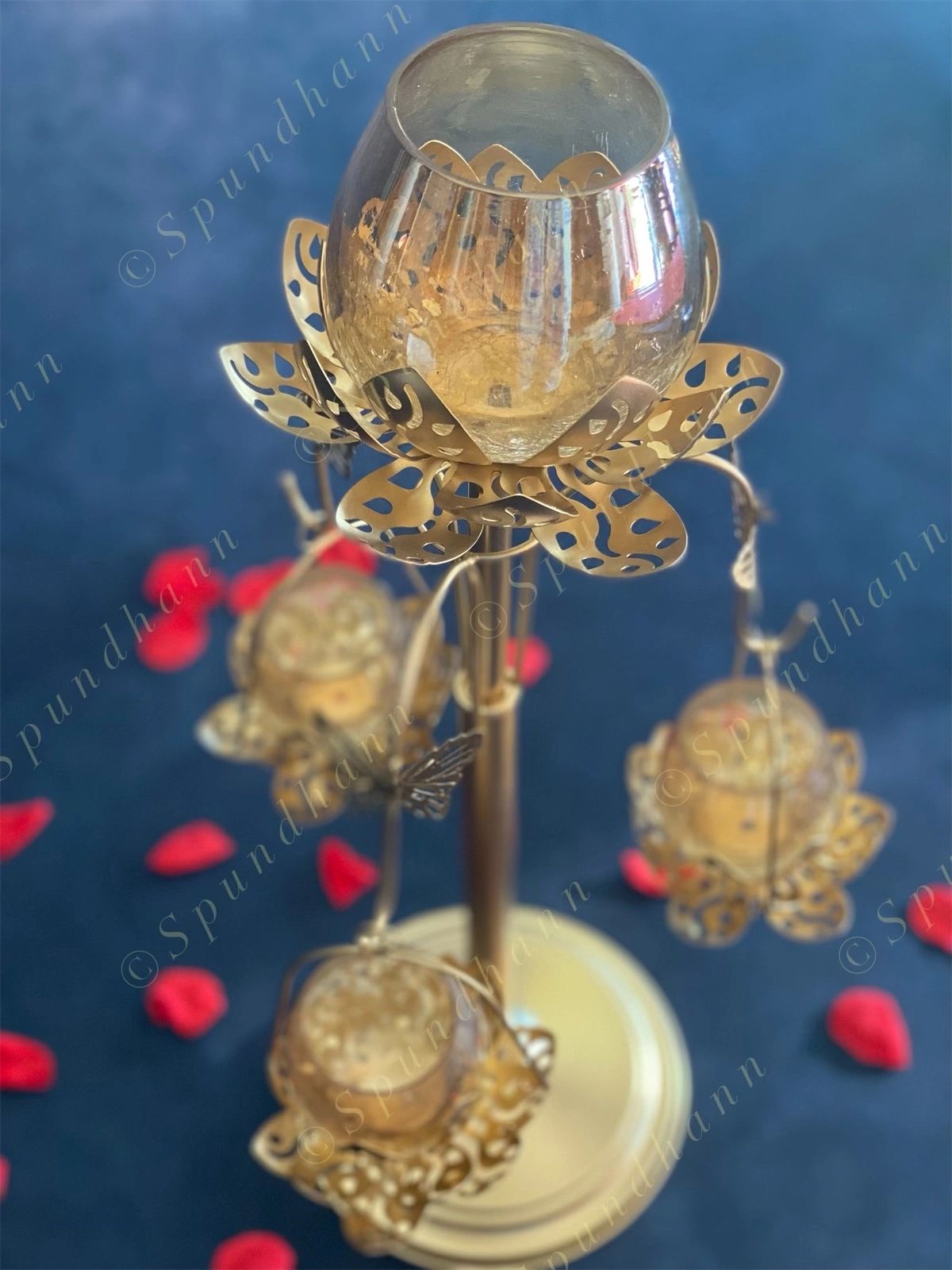 Butterfly Standing Tea Light with 3 Hanging Lanterns