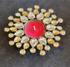 White & Golden Triple Studded Tea Light Holder