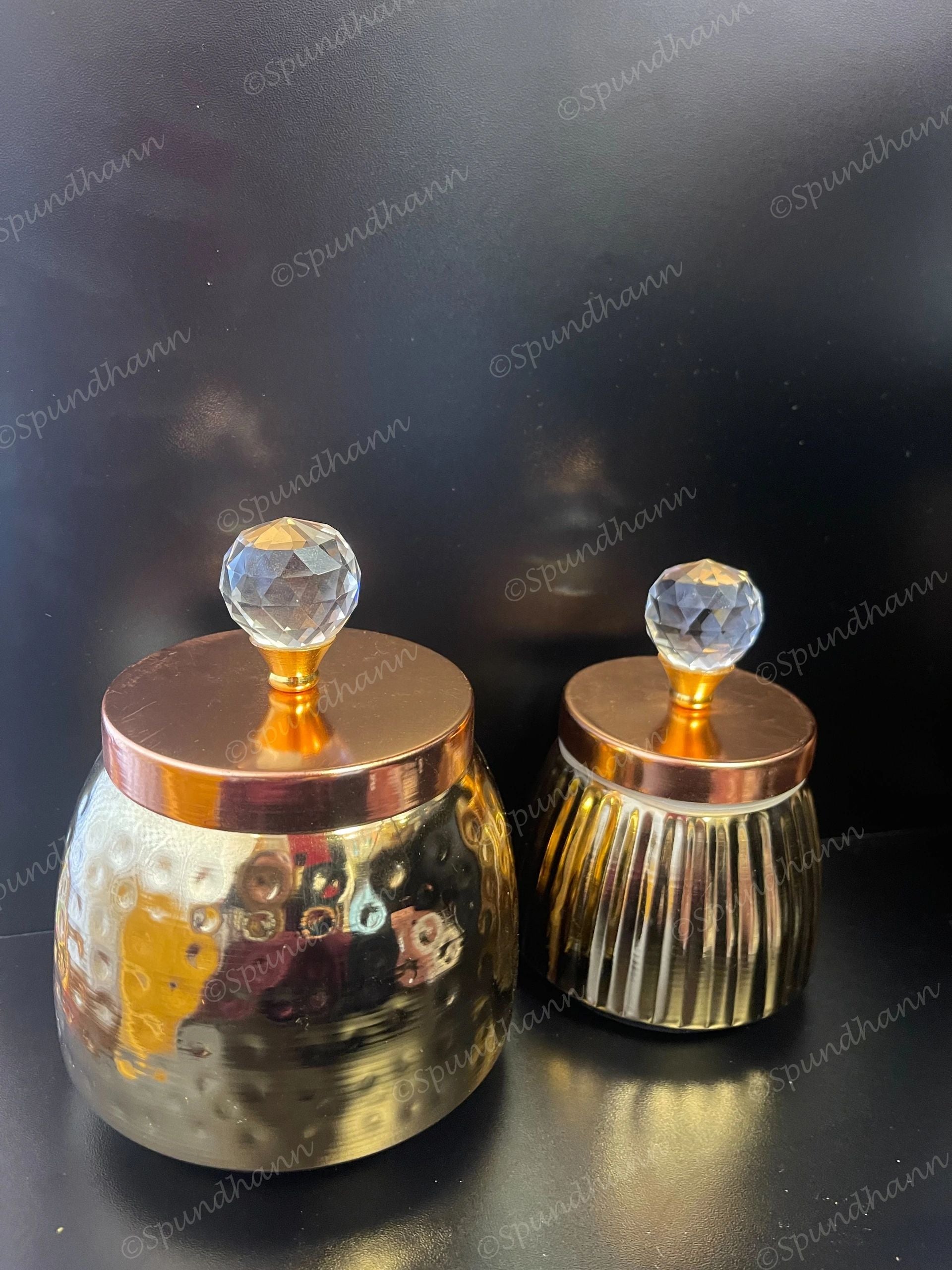 Hammered (Large) Canister with Crystal Lid