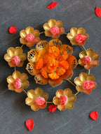 Lotus Cutwork Rangoli Urli with Tea Light Holders
