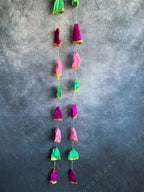 Gold Gota Border & Colorful Cloth Danglers Pack of 4 Strings