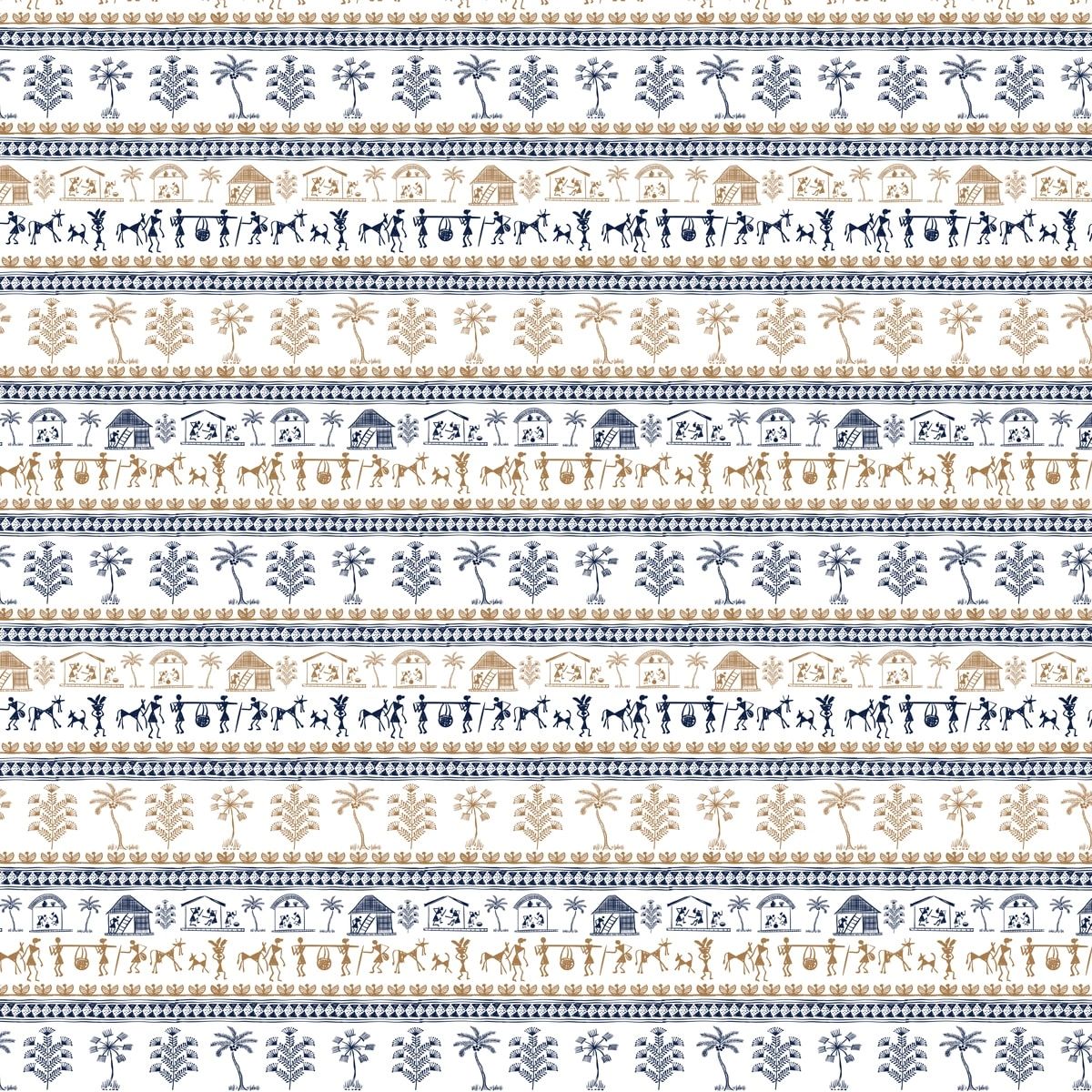 Life n Colors: Indian Warli Art Wallpaper Design for Walls
