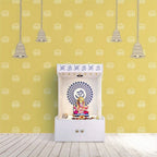 Life n Colors: Divine Glow: Beautiful Yellow Pichwai Wallpaper for Pooja Room