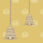 Life n Colors: Divine Glow: Beautiful Yellow Pichwai Wallpaper for Pooja Room