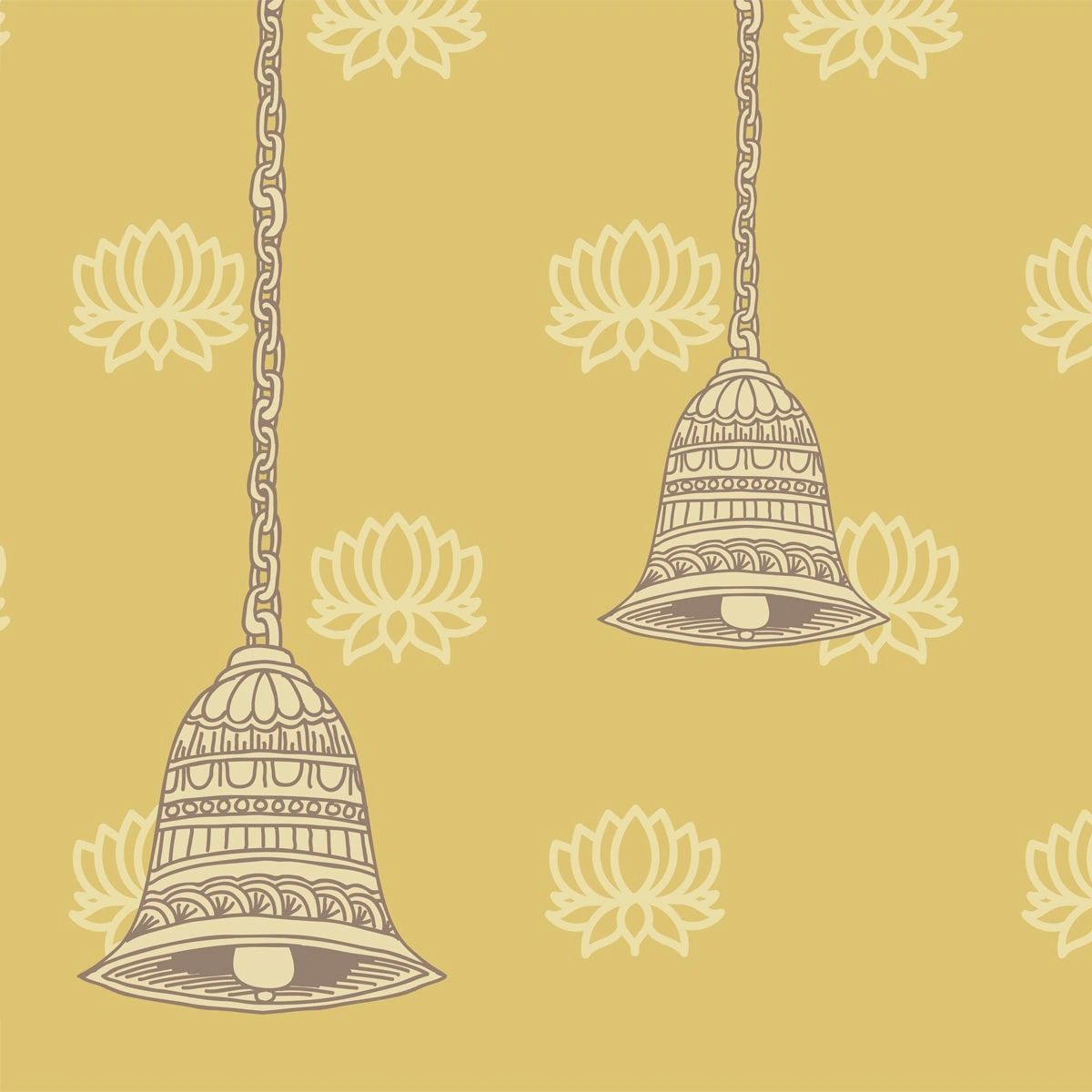 Life n Colors: Divine Glow: Beautiful Yellow Pichwai Wallpaper for Pooja Room