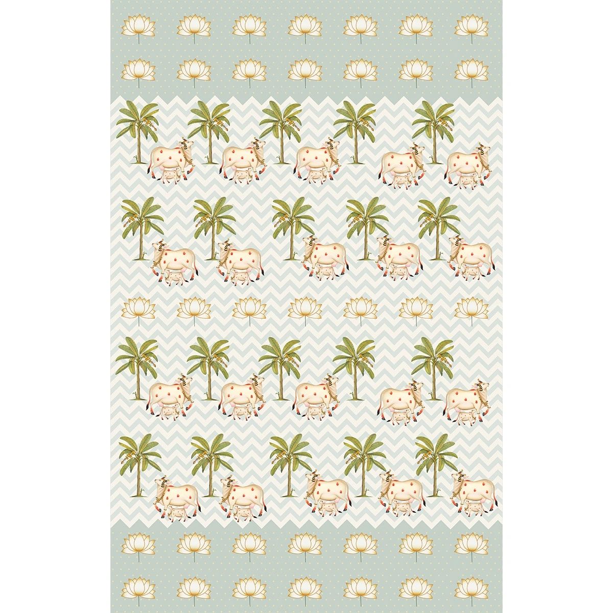 Life n Colors: Pichwai Cows in Chevron Pattern Wallpaper