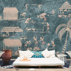 Life n Colors: Blue Warli Indian Art Design Wallpaper