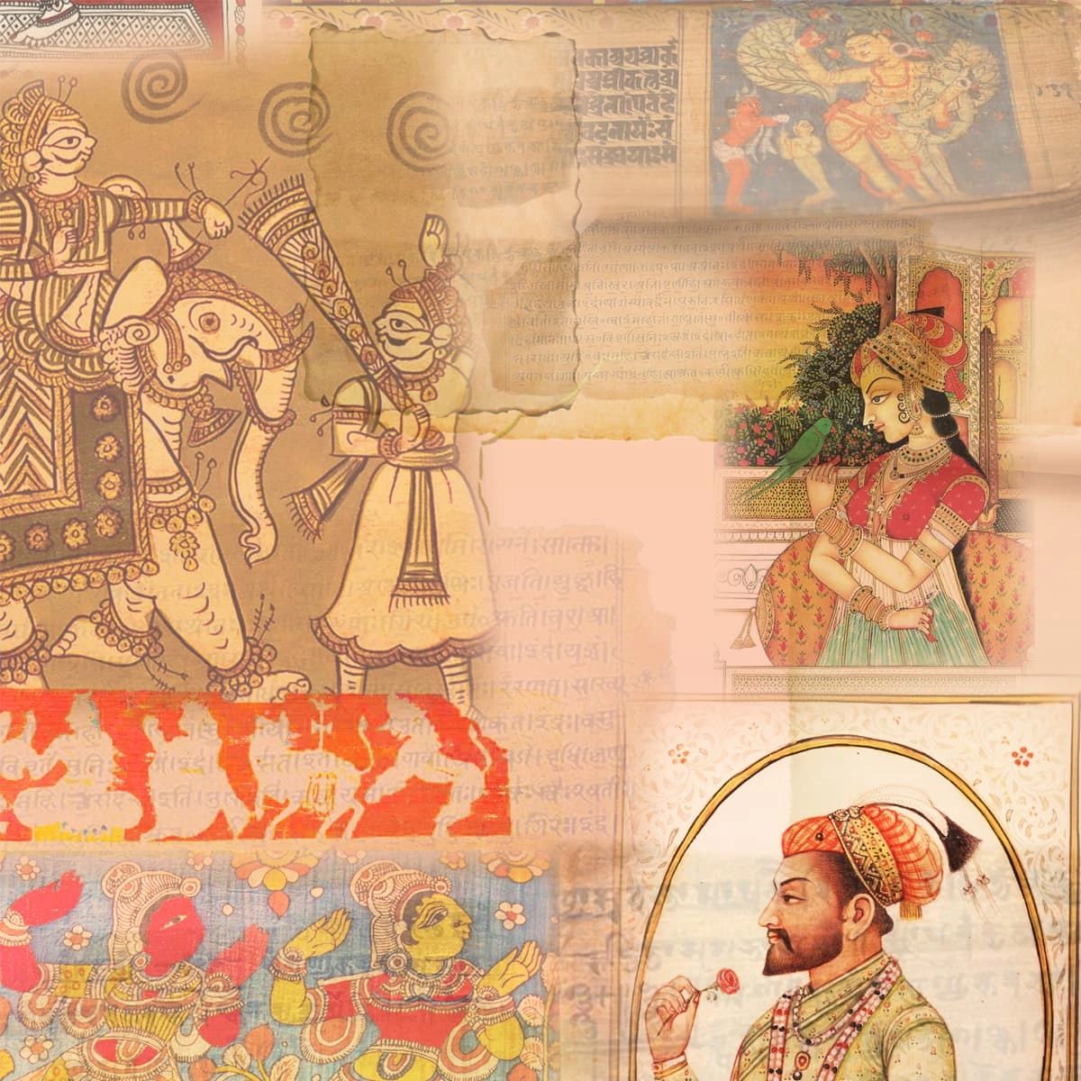 Life n Colors: Hindustan, Indian Folk Art Inspired Montage Wallpaper