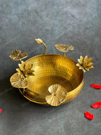Stunning Heavy Brass Urli with Lotus Pond Scene