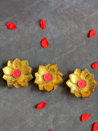 Golden Foiled 3Petals single Lotus Tea Light Holder