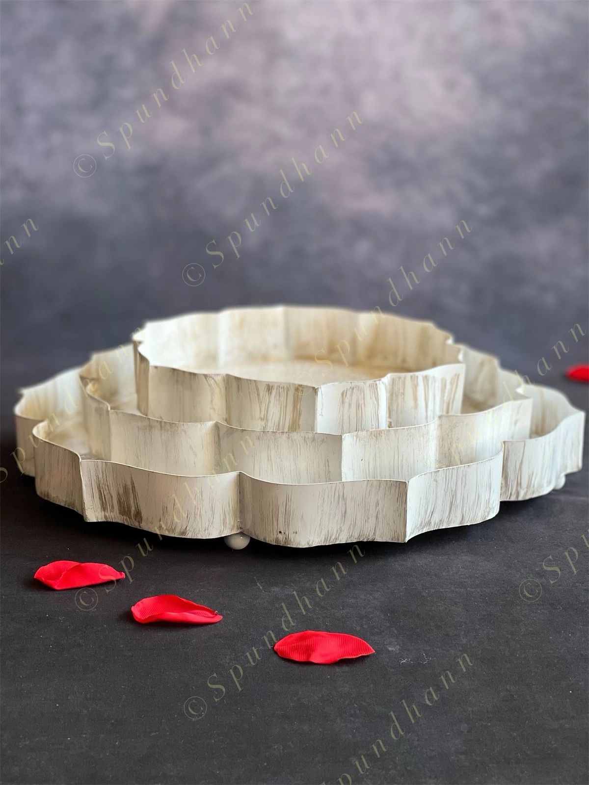 White Metal Lotus Plates