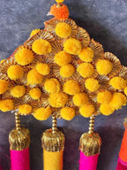 Pom Pom Gota Triangle Hanging Decor w/ Multi Color Tassels