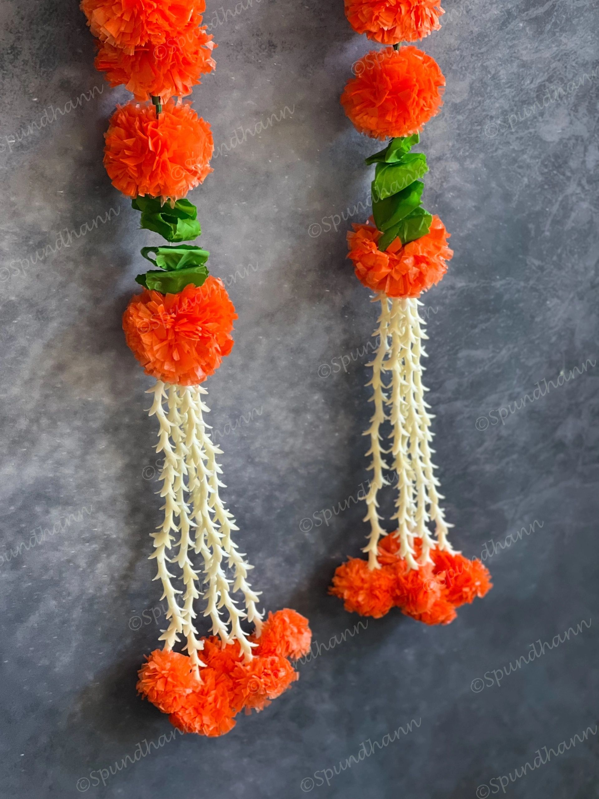 Orange Marigold & Rajnigandha Long Decor String - Single Piece