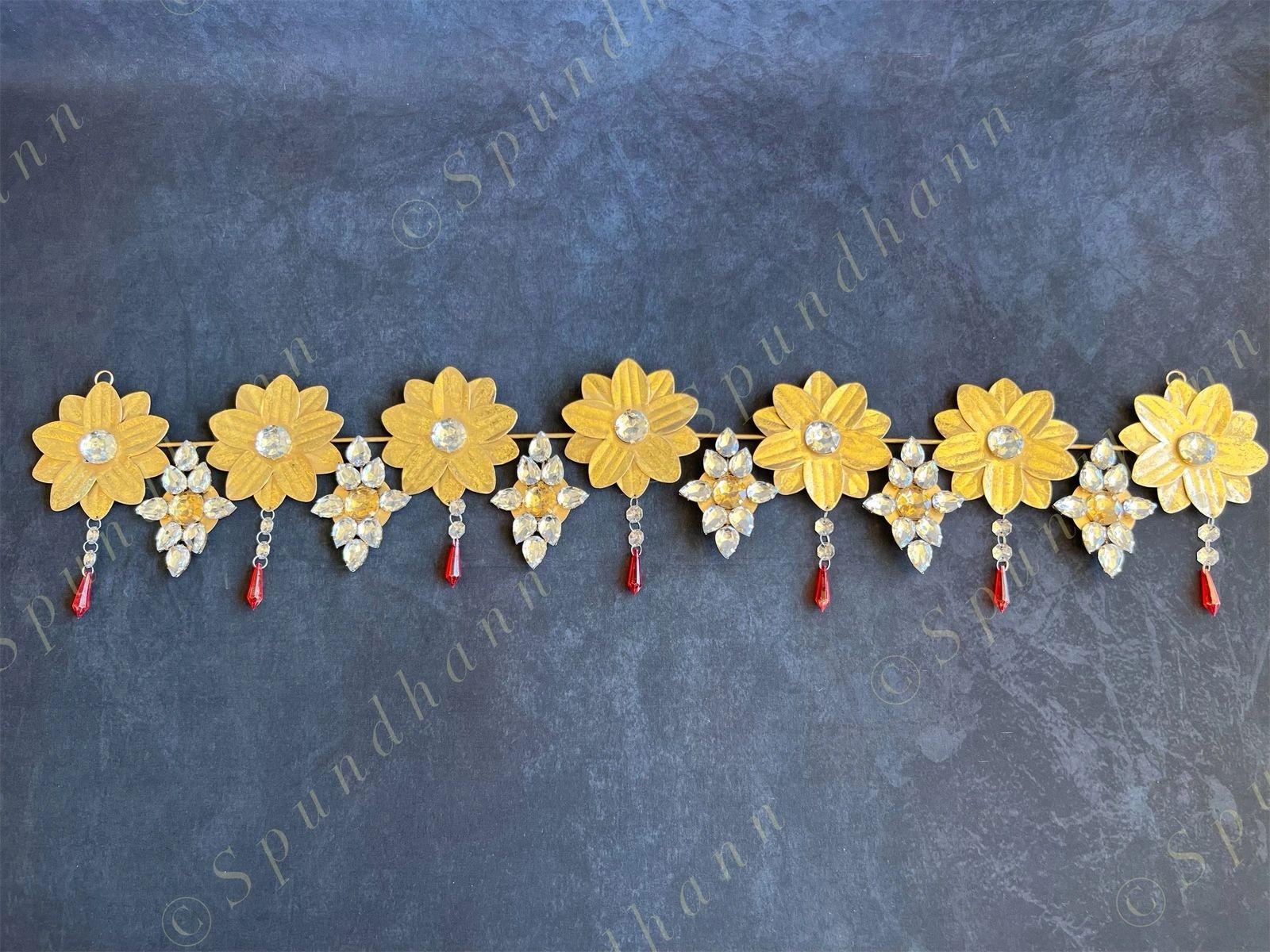 Foldable Metal Flower Gemstone Toran