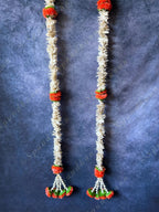 Chameli & Orange Marigold Dangler Set of 2 with Tassels
