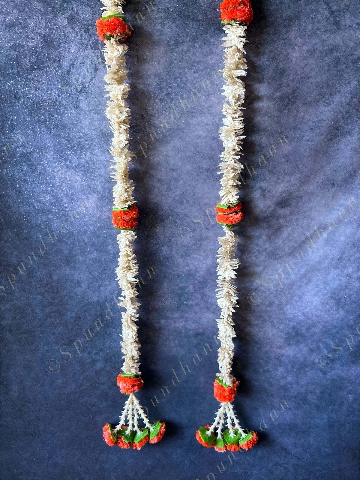 Chameli & Orange Marigold Dangler Set of 2 with Tassels