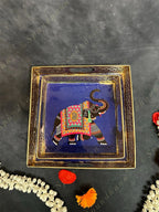 Traditional Golden Tray With Pichwai Art Picture Set of 2