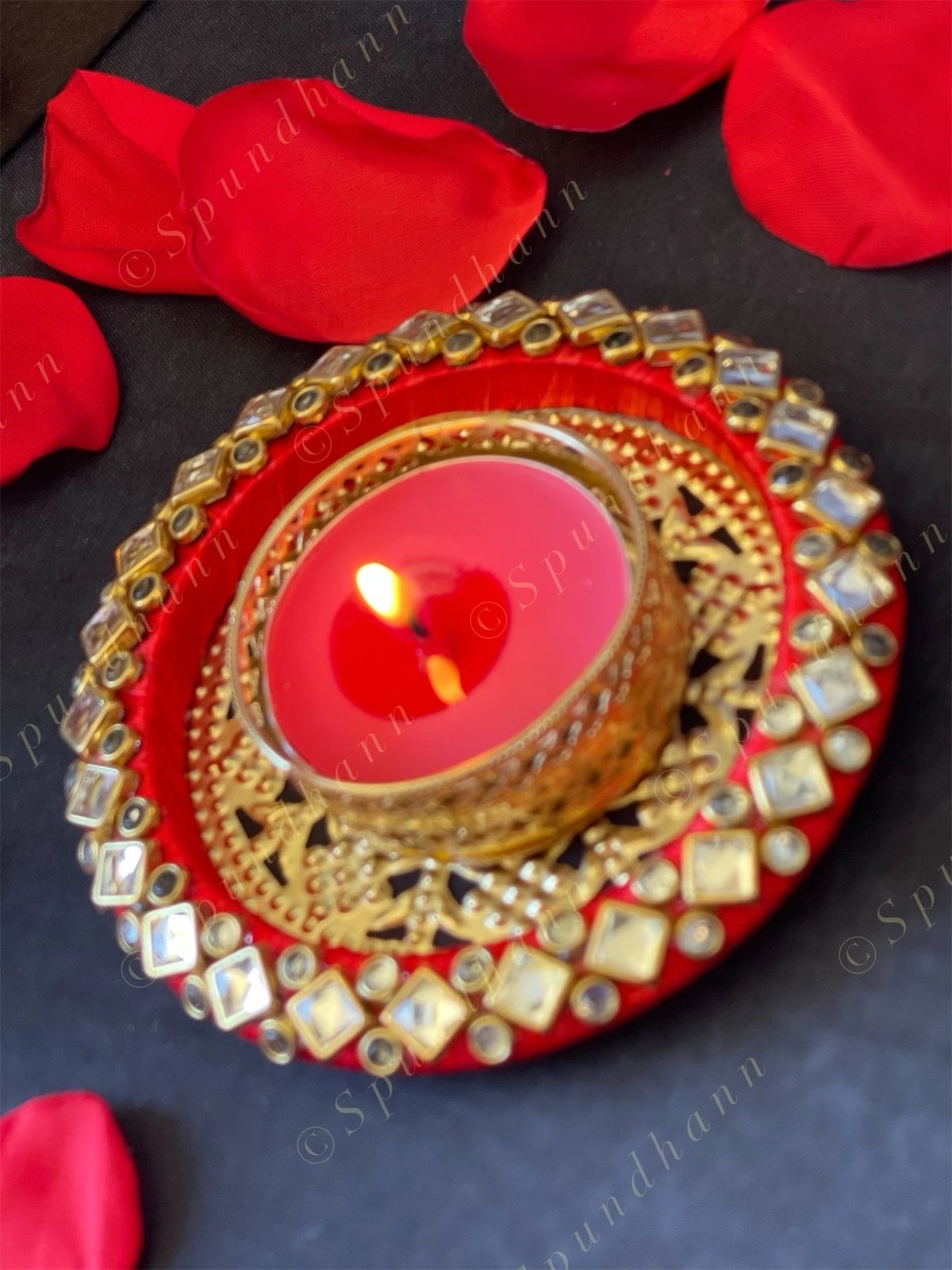 White Stone Studded Bangle Tea Light Holder
