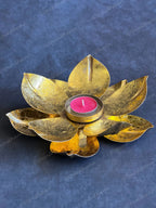 Big Golden Foil Finish Lotus Tea Light Holder
