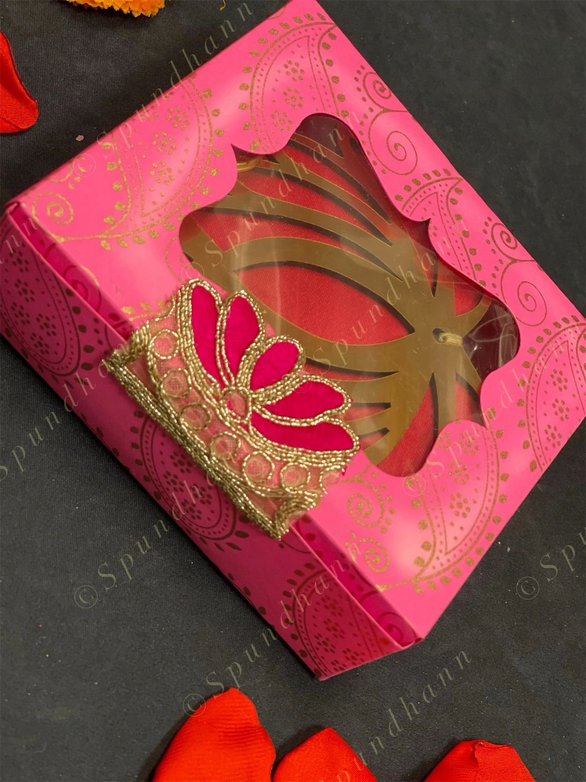 Decorated Gift Box with Lotus Danglers