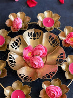 Small Lotus Rangoli Urli with Tea Light Holders