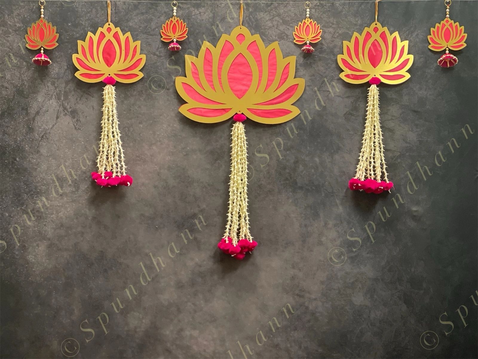 Large Lotus with Rajnigandha and pom pom Dangler